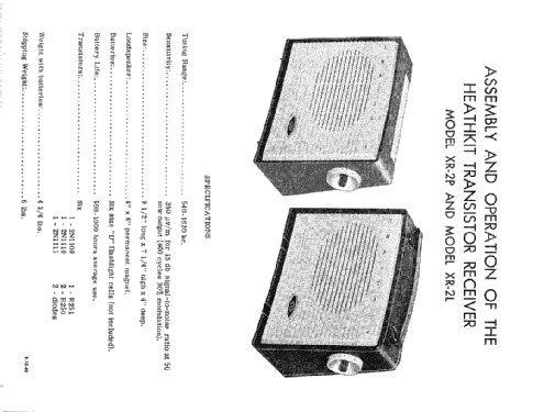 All Transistor Portable XR-2P; Heathkit Brand, (ID = 2520111) Radio