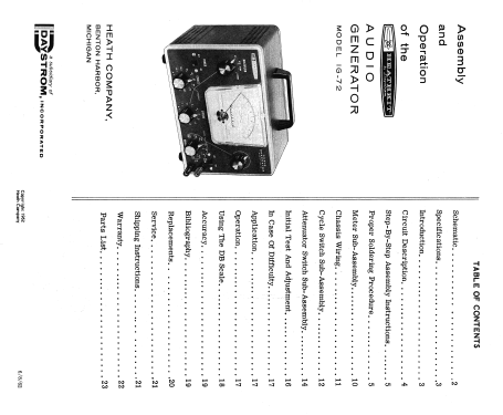 Audio Generator IG-72; Heathkit Brand, (ID = 1291197) Equipment