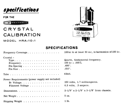 Crystal Calibrator HRA-10-1; Heathkit Brand, (ID = 1937166) mod-past25