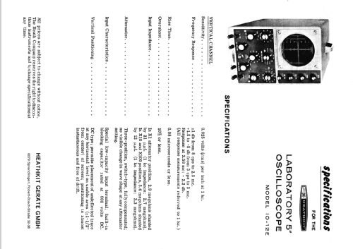 Laboratory Oscilloscope IO-12E; Heathkit Brand, (ID = 838520) Equipment
