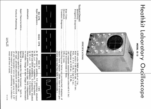 Laboratory Oscilloscope O-12 ; Heathkit Brand, (ID = 209511) Ausrüstung