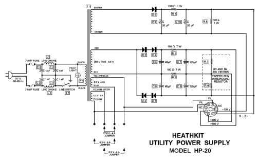 Utility Power Supply HP-20; Heathkit Brand, (ID = 554609) A-courant