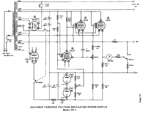 Variable Voltage Regulated Power Supply PS-3; Heathkit Brand, (ID = 167801) Equipment