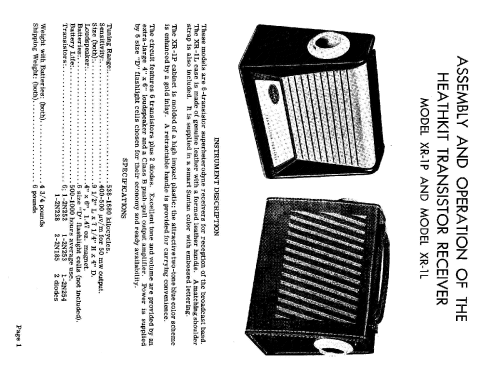 Transistor Portable XR-1P; Heathkit Brand, (ID = 2520083) Radio