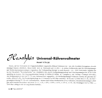 Vacuum tube voltmeter V-7A; Heathkit Brand, (ID = 2909492) Ausrüstung