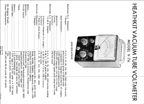 Vacuum tube voltmeter V-7A; Heathkit Brand, (ID = 94608) Equipment