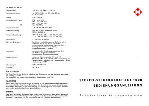 Stereo-Steuergerät RCX 1000 Stereo; Heli Gerätebau, (ID = 1477570) Radio