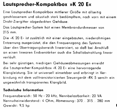 Studio-Lautsprecherbox K20E; Heli Gerätebau, (ID = 1286877) Parleur