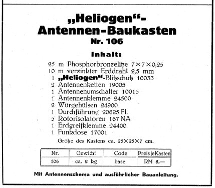 Antennenbaukasten Nr. 106; Heliogen, Hermann (ID = 1588115) Antenna