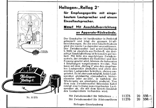 Lautsprecher-Umschalter Rellog 2 11275; Heliogen, Hermann (ID = 1785372) mod-past25