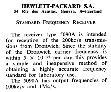 Standard Frequency Receiver 5090A; Hewlett-Packard, HP; (ID = 2775747) Equipment