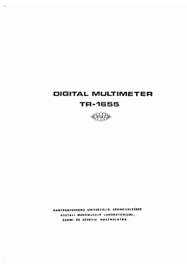 Digital Multimeter TR-1655; Hiradástechnikai (ID = 2930773) Equipment