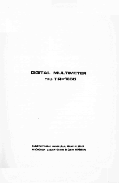 Multimeter M 210/ TR-1665; Hiradástechnikai (ID = 2930866) Equipment