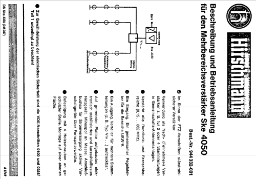 Mehrbereichsverstärker SKE 4050; Hirschmann GmbH & Co (ID = 1310175) Ampl. HF