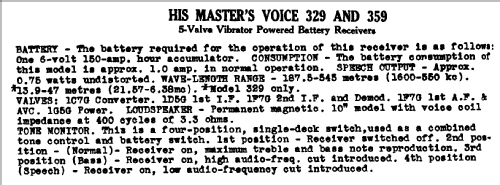 329 Ch= 559DL; His Master's Voice (ID = 770699) Radio