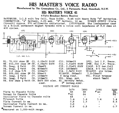 41 Ch= 419B; His Master's Voice (ID = 719309) Radio