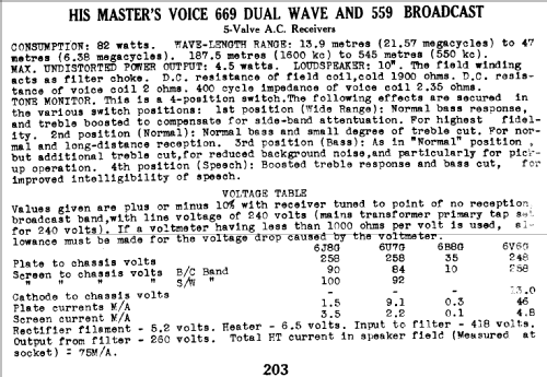 669 Ch= 539DL; His Master's Voice (ID = 771488) Radio