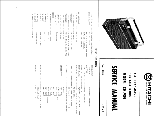 All Transistor Portable Radio KH-985; Hitachi Ltd.; Tokyo (ID = 1459421) Radio