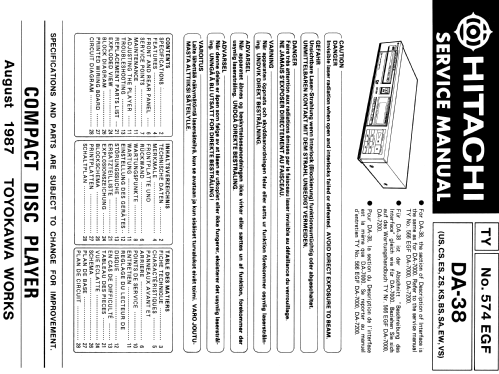 Compact Disc Player DA-38; Hitachi Ltd.; Tokyo (ID = 1759806) Ton-Bild