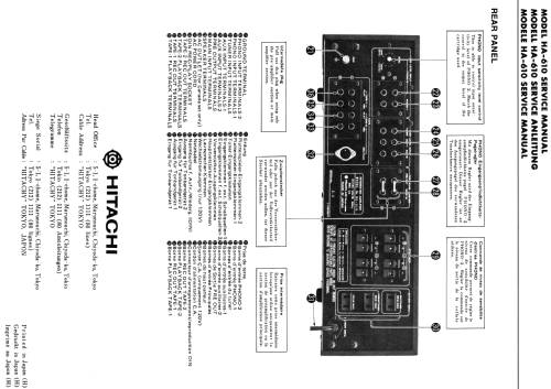 Integrated Stereo Amplifier HA-610; Hitachi Ltd.; Tokyo (ID = 1754832) Ampl/Mixer