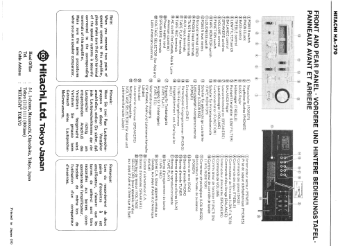 Stereo Amplifier HA-270; Hitachi Ltd.; Tokyo (ID = 1762067) Ampl/Mixer