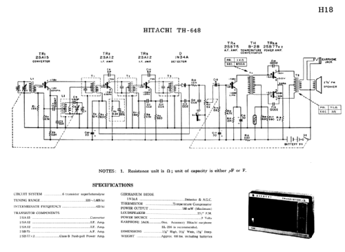 Transistor 6 TH-648; Hitachi Ltd.; Tokyo (ID = 1684342) Radio