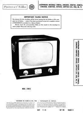 21B701 Ch=196M, T; Hoffman Radio Corp.; (ID = 3143246) Televisore
