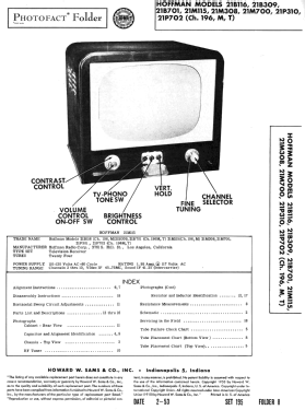 21P301 Ch=196M, T; Hoffman Radio Corp.; (ID = 3143314) Fernseh-E