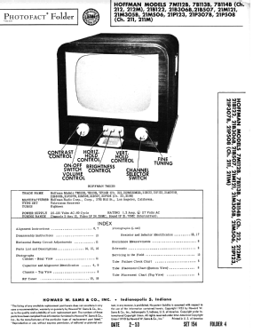 7B113B Ch= 212, 212M; Hoffman Radio Corp.; (ID = 3141065) Television