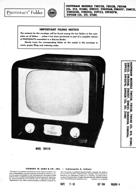 7B113B Ch= 212, 212M; Hoffman Radio Corp.; (ID = 3141066) Television