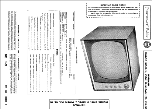 B1061-U Ch= 415-U; Hoffman Radio Corp.; (ID = 500891) Television