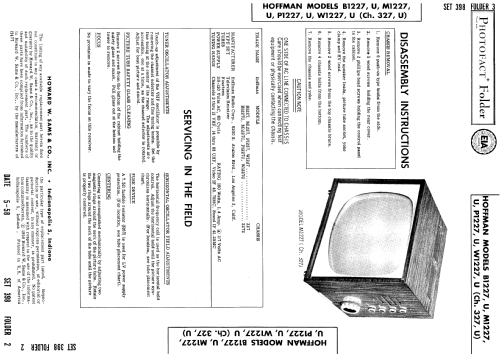 B1227U Ch= 327U; Hoffman Radio Corp.; (ID = 996383) Television