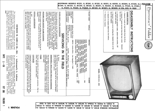 B1231U Ch= 332U; Hoffman Radio Corp.; (ID = 2559000) Televisión