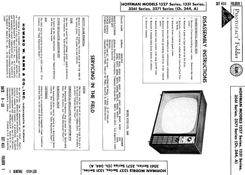 B1327, B1331, K1327, K1331 Ch= 344; Hoffman Radio Corp.; (ID = 621145) Television