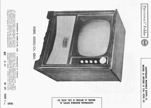 SP3181U Ch= 420U; Hoffman Radio Corp.; (ID = 2459451) Television