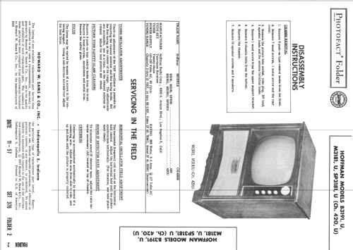 SP3181U Ch= 420U; Hoffman Radio Corp.; (ID = 2459452) Television
