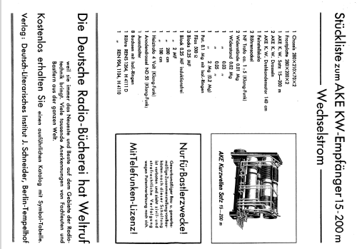 AKE-Kurzwellenempfänger und KW Vorsatzgerät ; Hofmann & Co., AKE; (ID = 1207674) Bausatz