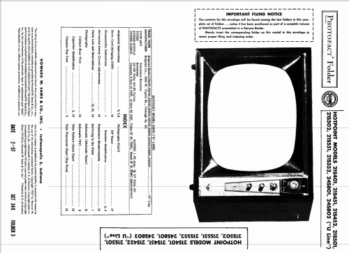 21S451 CH= U line; Hotpoint Inc.; (ID = 1754353) Television