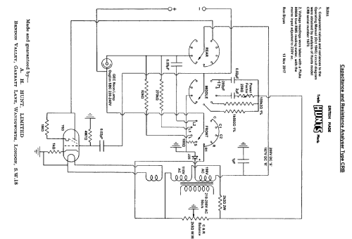 Capacitance and Resistor Analys C.R.B.; Hunts, A.H. Hunt Ltd (ID = 2176869) Equipment