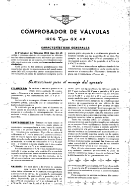 Comprobador de valvulas GX 49; IREG; Instrumentos (ID = 2958344) Equipment