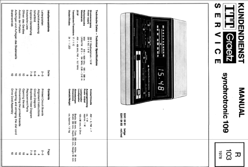 Synchrotronic 109; ITT-Graetz (ID = 93457) Radio