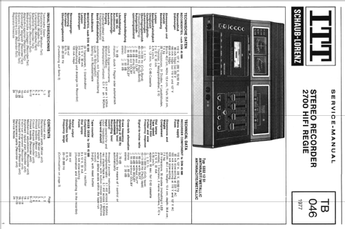 2700 HiFi Regie; ITT Schaub-Lorenz (ID = 1295290) R-Player