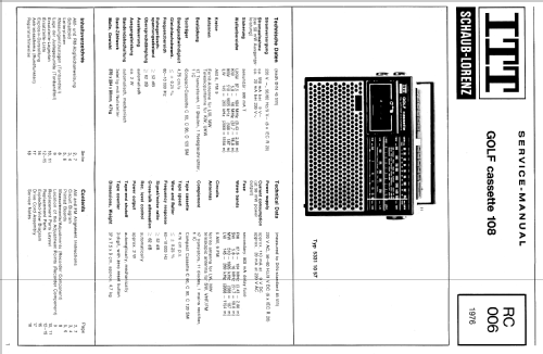 Golf cassette 108 53311057; ITT Schaub-Lorenz (ID = 92902) Radio