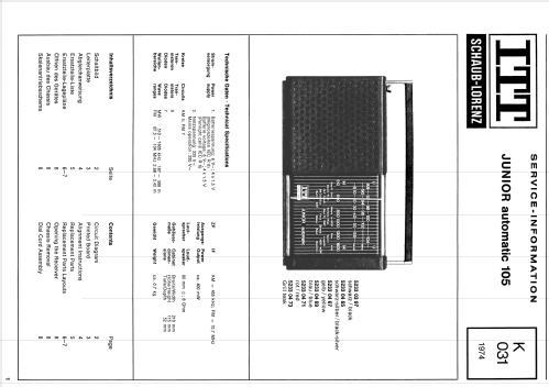 JUNIOR automatic 105 5233 03 97; ITT Schaub-Lorenz (ID = 2024886) Radio