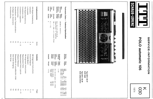 Polo Automatic  105; ITT Schaub-Lorenz (ID = 866716) Radio