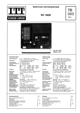 RC1000 53312505; ITT Schaub-Lorenz (ID = 2943358) Radio