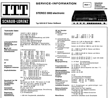 Stereo 3002 Electronic; ITT Schaub-Lorenz (ID = 139059) Radio