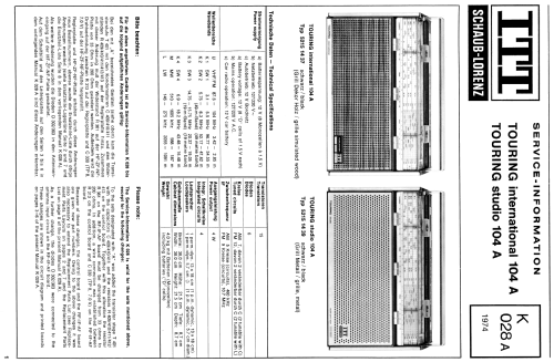 TOURING international 104 A 52151437; ITT Schaub-Lorenz (ID = 88661) Radio