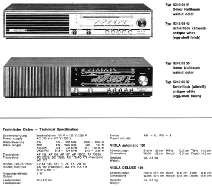 Viola automatic 101 5242 05 43; ITT Schaub-Lorenz (ID = 381772) Radio