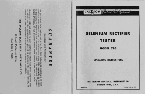 Selenium Rectifier Tester 710; Jackson The (ID = 2471612) Equipment